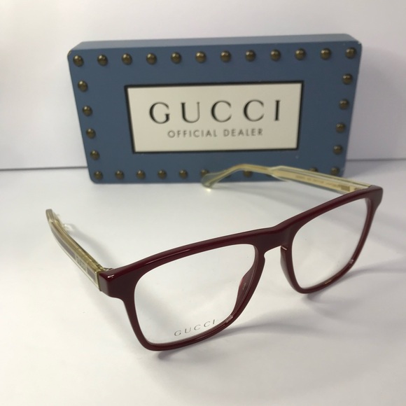 Gucci Men GG0561ON 003 Red CRYSTAL Rectangle/Square Eyeglasses - Picture 5 of 15